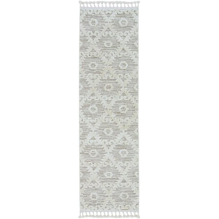 Palacedesigns 39 x 59 in. Polyester Diamonds Area Rug wth Fringe - Ivory & Beige PA3665360